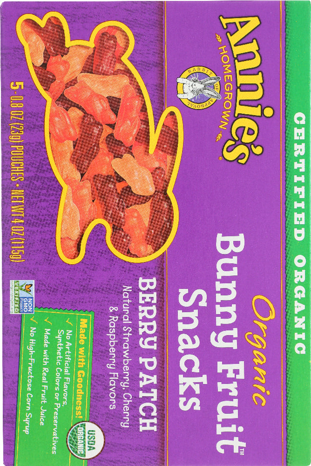 Annie's Homegrown: Organic Bunny Fruit Snacks Berry Patch, 4 Oz