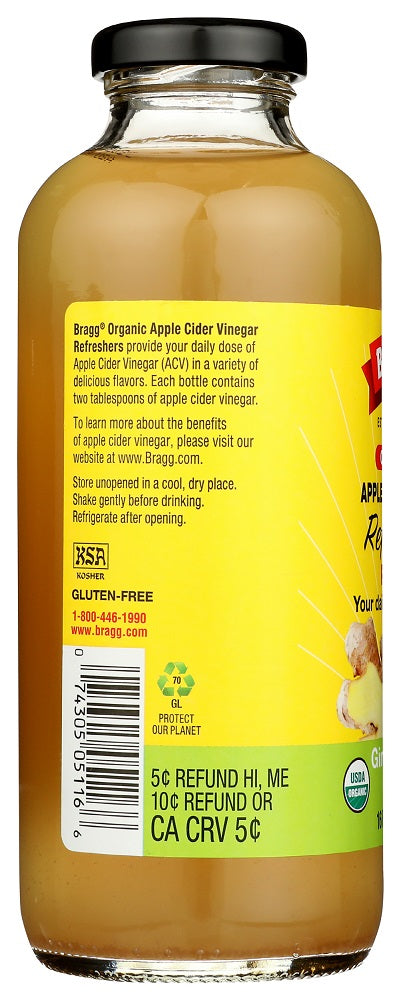 Bragg: Organic Ginger Lemon Honey Apple Cider Vinegar Refreshers, 16 Oz