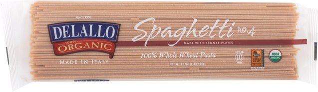 Delallo: Organic Spaghetti Pasta Whole Wheat No.4, 16 Oz