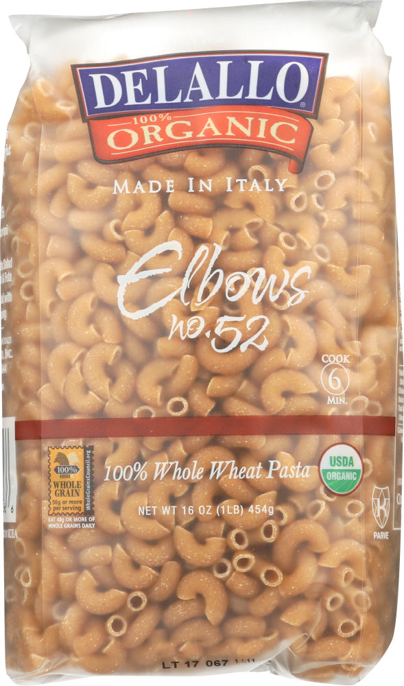 Delallo: Organic Elbows Pasta No. 52, 16 Oz