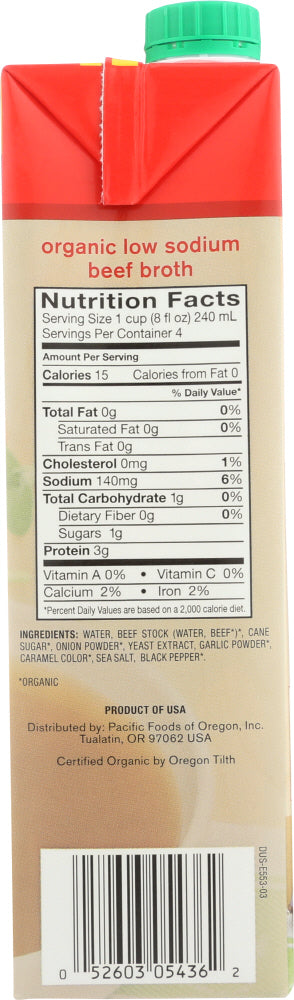 Pacific Foods: Organic Beef Broth Low Sodium, 32 Oz