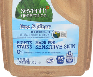 Seventh Generation: Natural Laundry Detergent 4x Free & Clear, 50 Oz