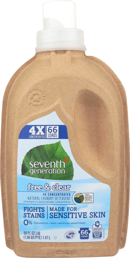 Seventh Generation: Natural Laundry Detergent 4x Free & Clear, 50 Oz