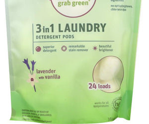 Grabgreen: 3-in-1 Laundry Detergent Pods Lavender 24 Loads, 15.2 Oz - RubertOrganics