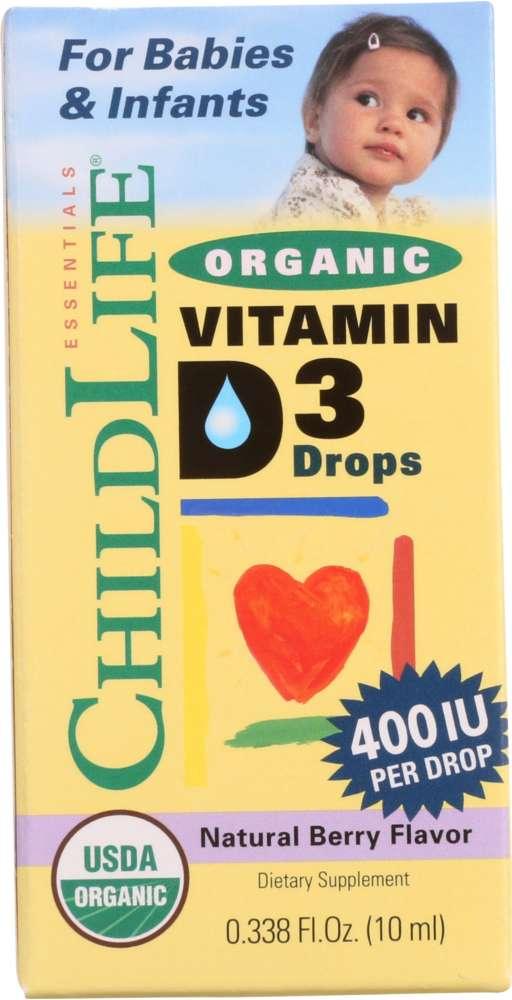 Childlife: Essentials Organic Vitamin D3 Drops Berry Flavor 400 Iu, 0.338 Oz - RubertOrganics