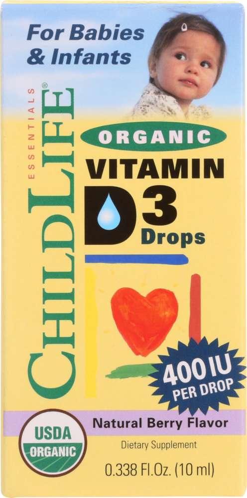 Childlife: Essentials Organic Vitamin D3 Drops Berry Flavor 400 Iu, 0.338 Oz - RubertOrganics