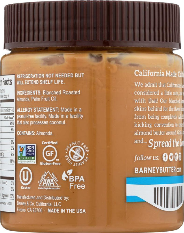 Barney Butter: Bare Almond Butter Smooth, 10 Oz - RubertOrganics