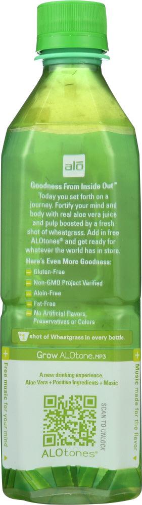 Alo: Awaken Wheatgrass Real Aloe Vera Drink, 16.9 Oz - RubertOrganics