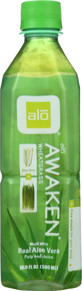 Alo: Awaken Wheatgrass Real Aloe Vera Drink, 16.9 Oz - RubertOrganics