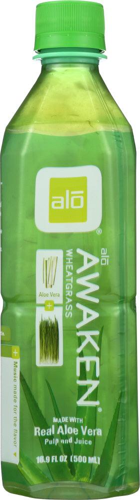 Alo: Awaken Wheatgrass Real Aloe Vera Drink, 16.9 Oz - RubertOrganics