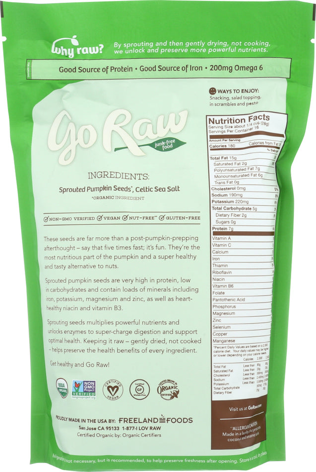 Go Raw: Organic Sprouted Pumpkin Seeds, 16 Oz