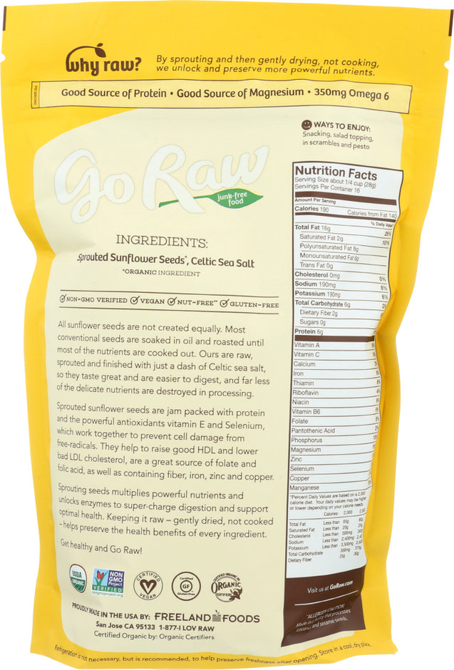 Go Raw: Organic Sprouted Sunflower Seeds, 16 Oz