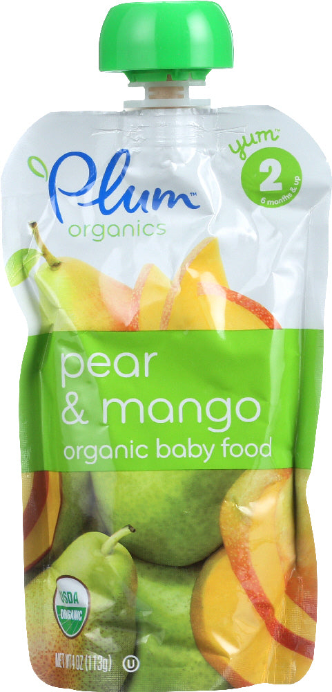 Plum Organics: Organic Baby Food Stage 2 Pear & Mango, 4 Oz