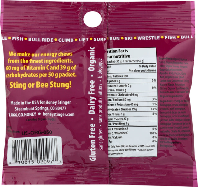 Honey Stinger: Organic Energy Chews Pomegranate Passion, 1.8 Oz