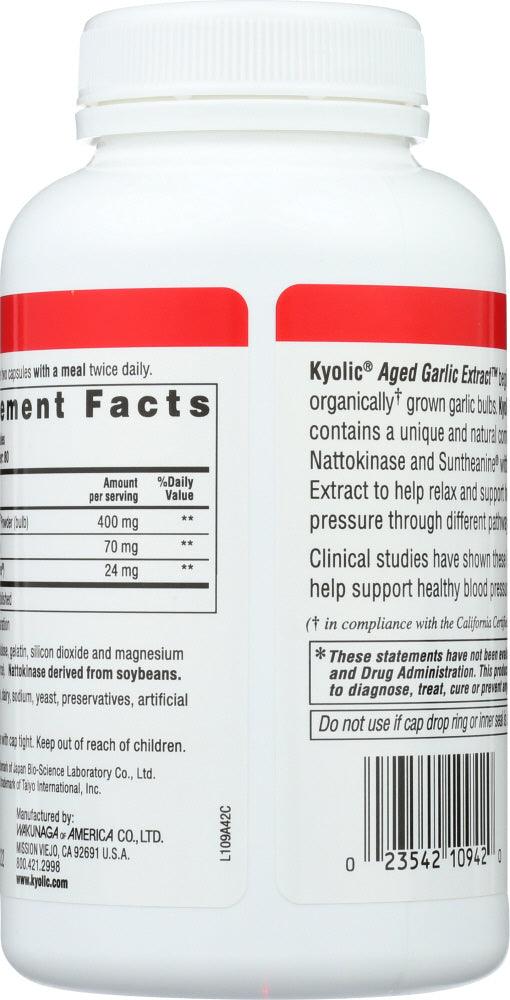 Kyolic Aged Garlic Extract: Formula 109 Blood Pressure Health, 160 Cp - RubertOrganics