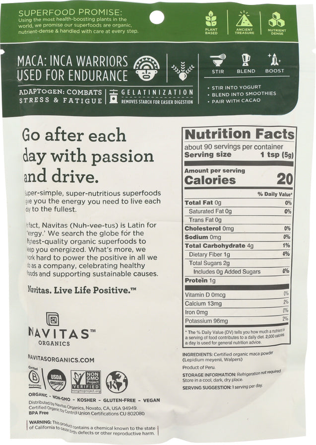 Navitas: Maca Gelatinized Powder Organic, 16 Oz