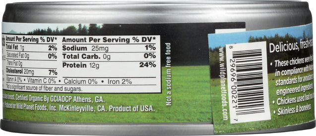Wild Planet: Organic Roasted Chicken Breast With No Salt, 5 Oz