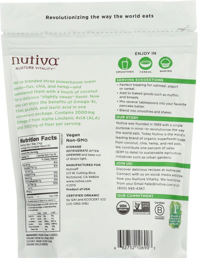 Nutiva: Organic Superseed Blend Ground Flax Chia And Hemp, 10 Oz