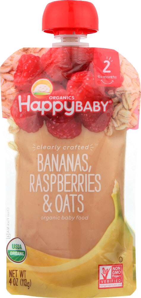 Happy Baby: Stage 2 Banana Raspberry Oats Organic, 4 Oz