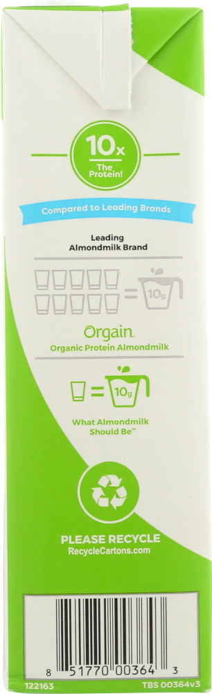 Orgain: Organic Protein Almond Milk Unsweetened Vanilla, 32 Oz