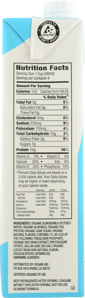 Orgain: Organic Almond Milk Lightly Sweetened Vanilla, 32 Oz