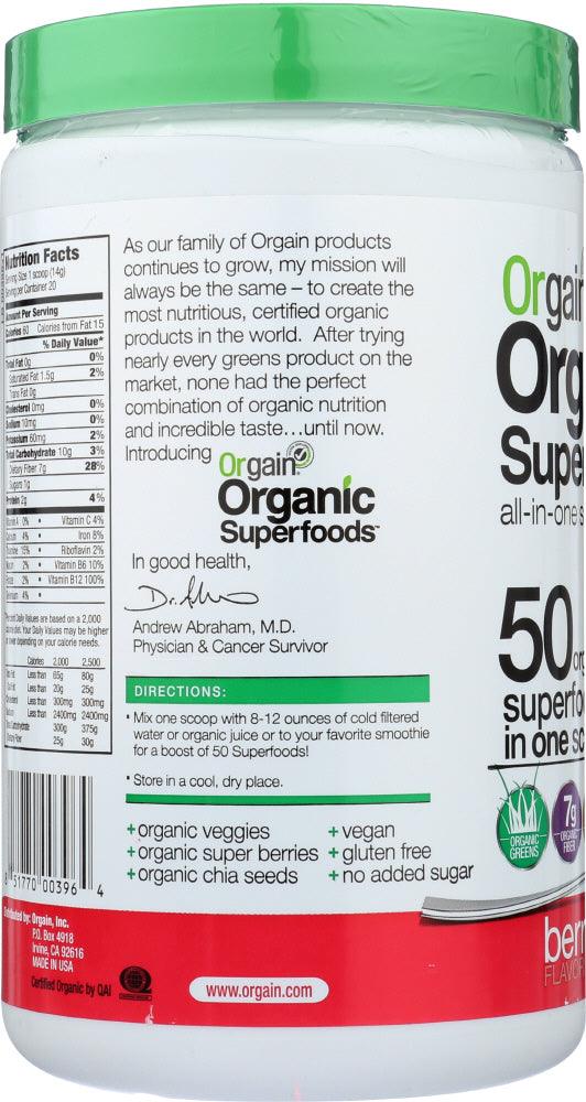 Orgain: Superfoods Berry Org, 9.92 Oz - RubertOrganics