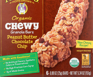 Annies Homegrown: Organic Chewy Granola Bars Peanut Butter Chocolate Chip 6 Pk, 5.34 Oz