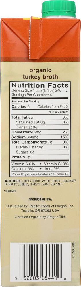 Pacific Foods: Organic Turkey Broth, 32 Oz