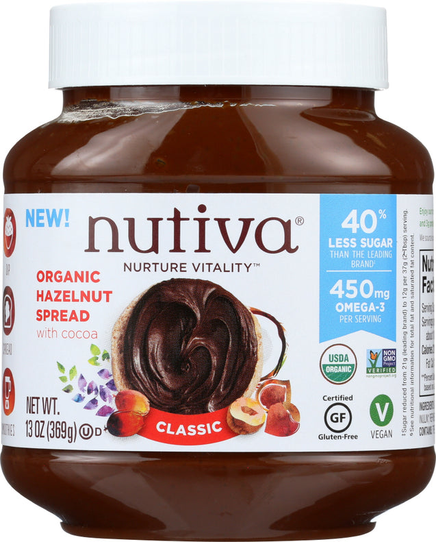 Nutiva: Organic Hazelnut Spread Classic, 13 Oz