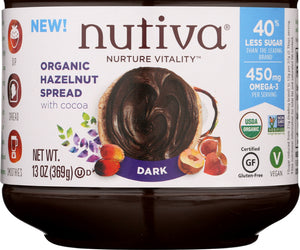 Nutiva: Organic Hazelnut Spread Dark, 13 Oz