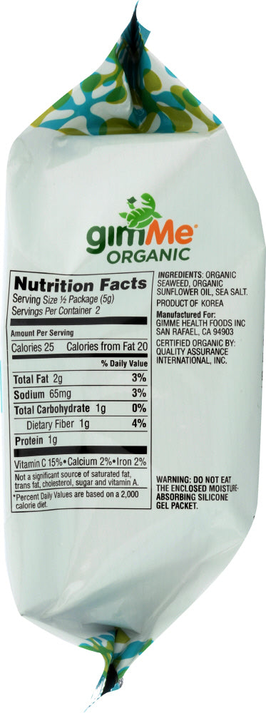 Gimme: Organic Roasted Seaweed Snacks Sea Salt, 0.35 Oz