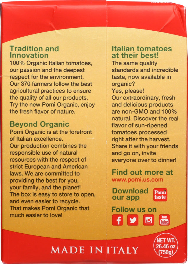 Pomi: Tomatoes Strained Organic, 26.46 Oz