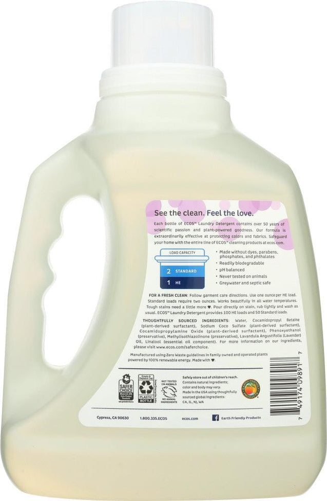 Earth Friendly: Ecos 2x Ultra Liquid Laundry Detergent Lavender, 100 Oz - RubertOrganics