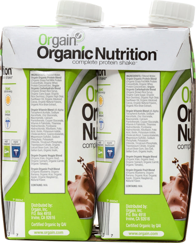 Orgain: Organic Nutritional Shake Creamy Chocolate Fudge 4 Count, 44 Oz