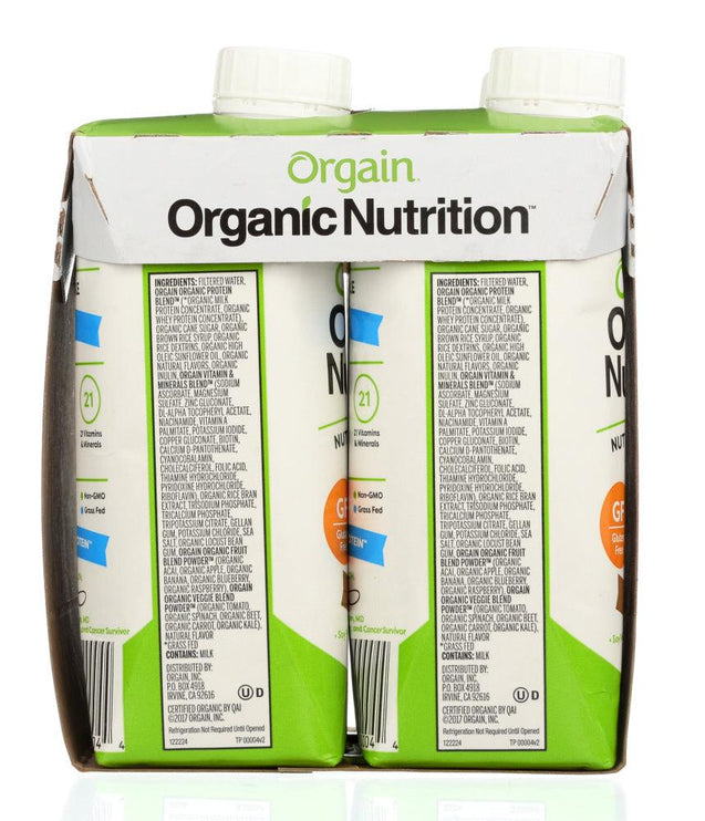 Orgain: Organic Iced Cafe Mocha Nutritional Shake 4 Count (11 Oz Each), 44 Oz - RubertOrganics