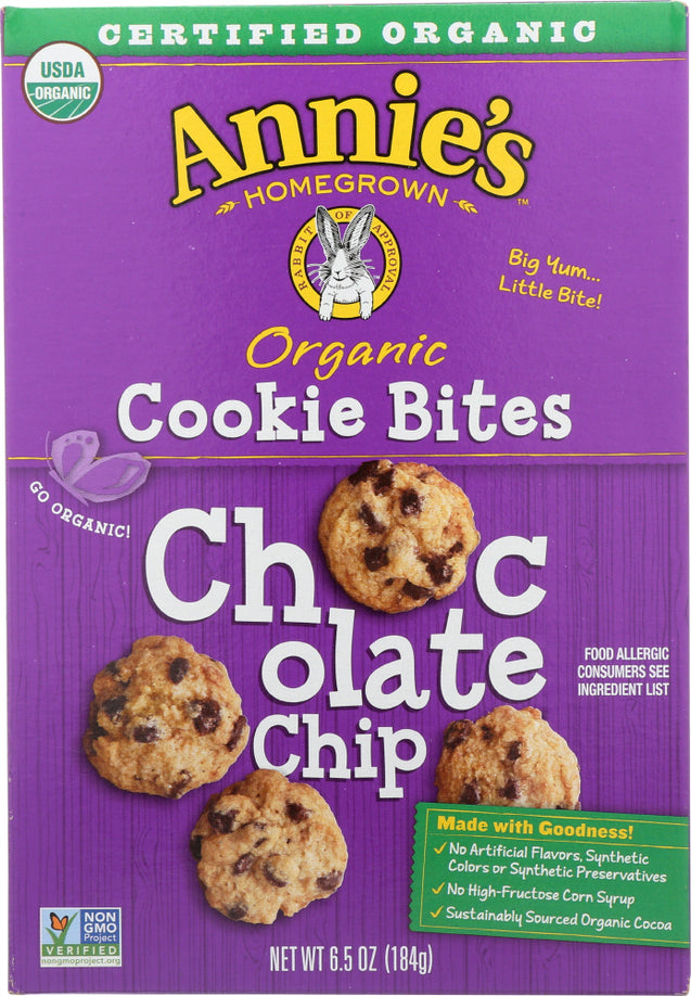 Annies Homegrown: Organic Cookie Bites Chocolate Chips, 6.5 Oz