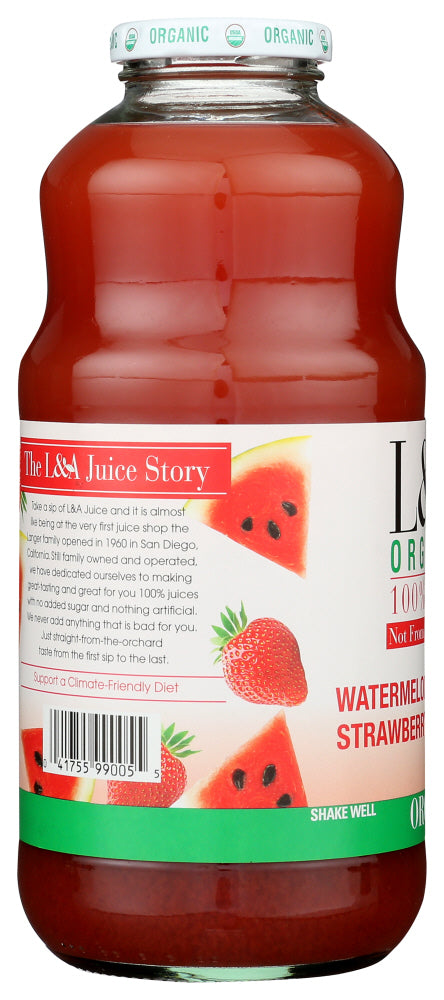 L & A Juice: Organic Watermelon Strawberry Juice, 32 Oz