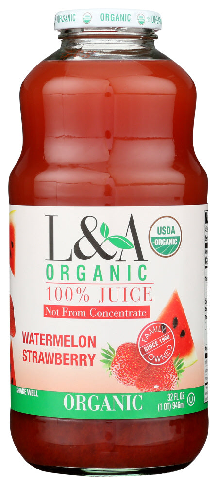 L & A Juice: Organic Watermelon Strawberry Juice, 32 Oz