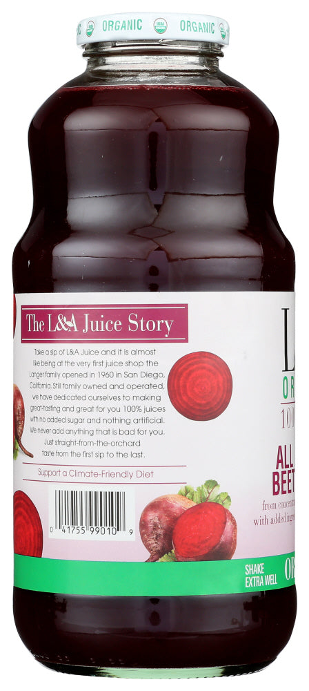 L & A Juice: Organic All Beet Juice, 32 Oz