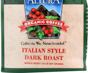 Cafe Altura: Organic Dark Roast Whole Bean Coffee Italian Style, 1.25 Lb