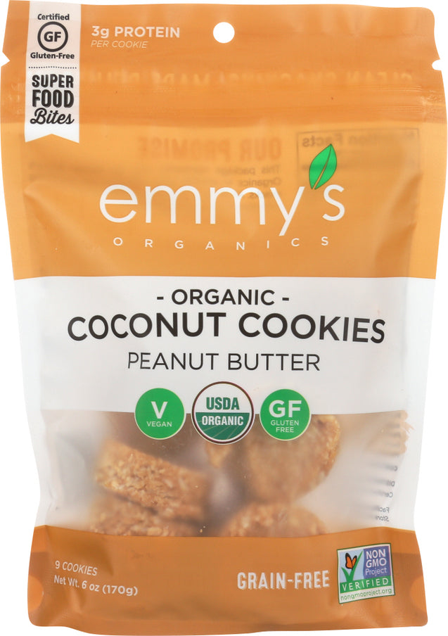 Emmys Organics: Coconut Cookies Peanut Butter, 6 Oz