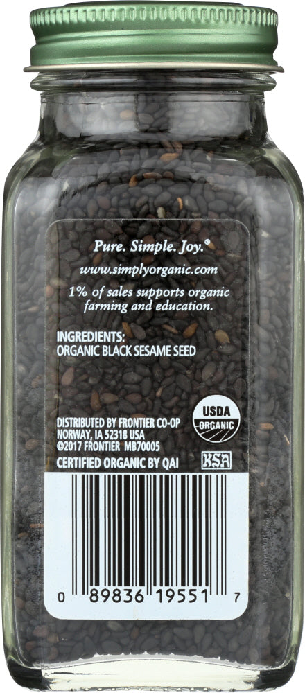 Simply Organic: Seasoning Seeds Black Sesame, 3.28 Oz