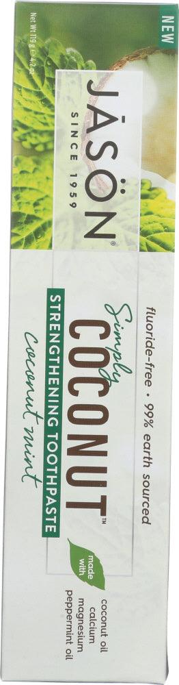 Jason: Toothpaste Simply Coconut Strengthening Mint Fluoride Free, 4.2 Oz - RubertOrganics