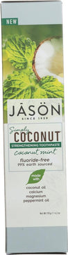 Jason: Toothpaste Simply Coconut Strengthening Mint Fluoride Free, 4.2 Oz - RubertOrganics