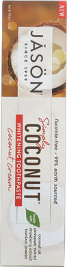 Jason: Toothpaste Simply Coconut Whitening Cream, 4.2 Oz - RubertOrganics