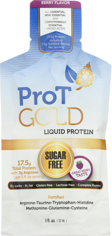 Pro T Gold: Protein Liquid Berry Sugar Free, 1 Oz