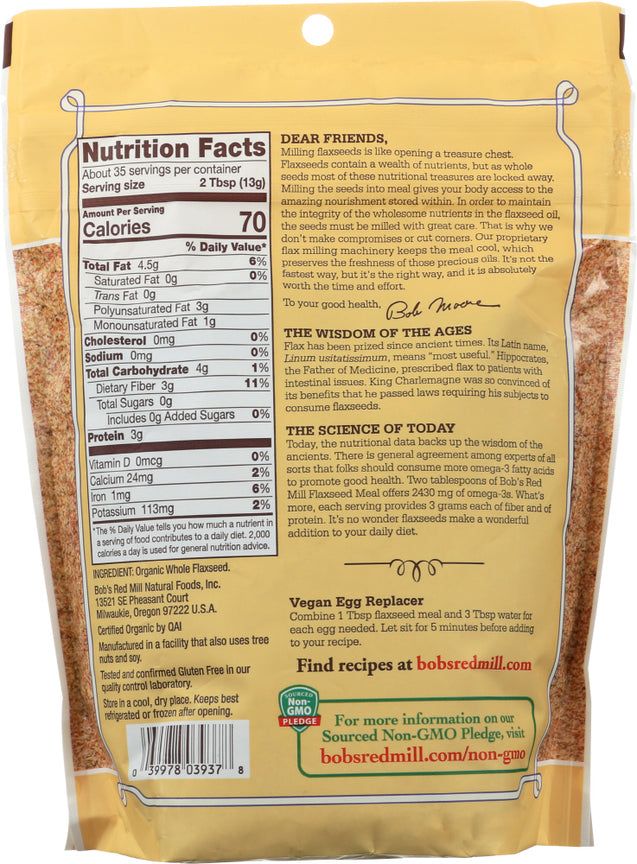 Bobs Red Mill: Organic Whole Ground Flaxseed Meal, 16 Oz