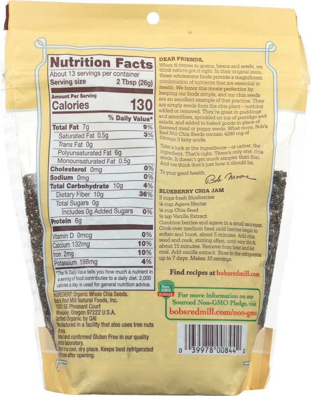 Bobs Red Mill: Organic Whole Chia Seeds, 12 Oz