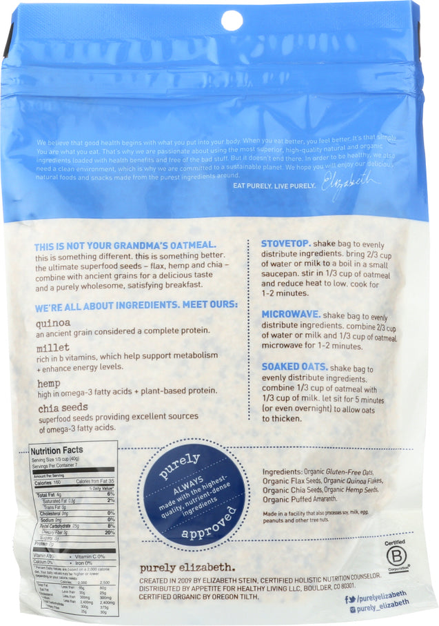 Purely Elizabeth: Organic Original Ancient Grain Oatmeal, 10 Oz