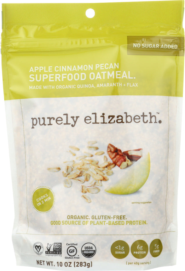 Purely Elizabeth: Organic Apple Cinnamon Pecan Ancient Grain Oatmeal, 10 Oz